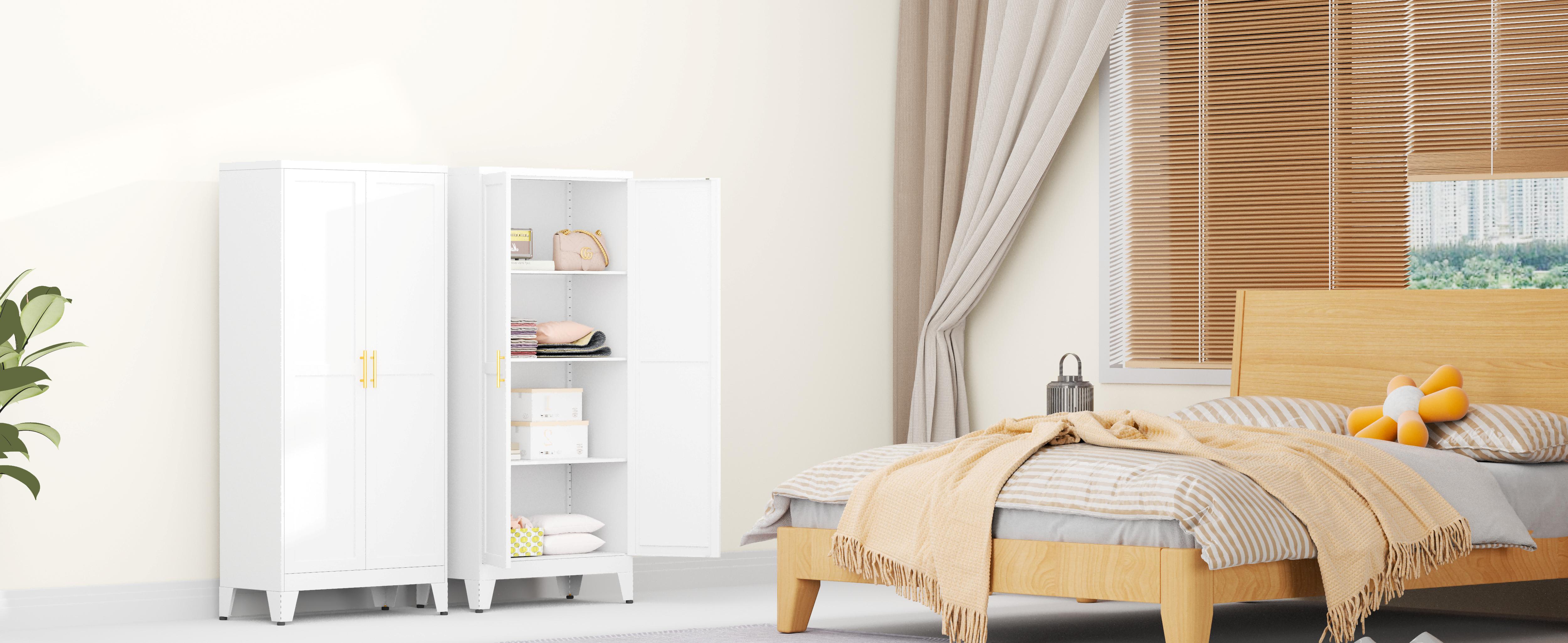 Metal Pantry Cabinet 47"with 2 Doors & 3 Adjustable Shelves, Kitchen Pantry Storage Cabinets for Dining Room, Living Room, Bathroom Furniture Organization storage cabinets drawer dresser Freestanding Cupboard Metal Pantry Cabinet 47"with 2 Doors & 3 Adjustable Shelves, Kitchen Pantry Storage Cabinets for Dining Room, Living Room, Bathroom Furniture Organization storage cabinets drawer dresser Freestanding Cupboard