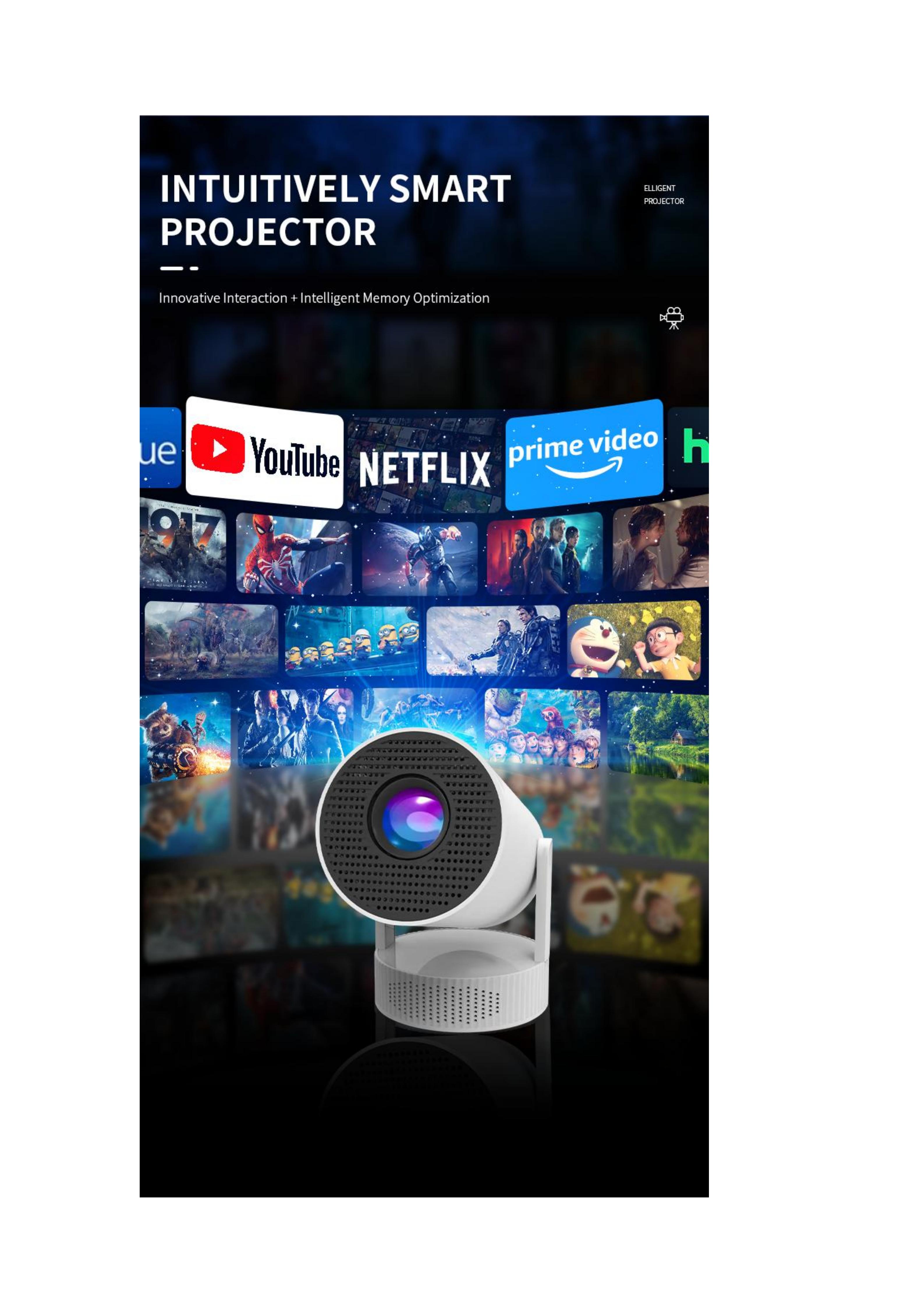 [US Warehouse, ] HY300Pro 2025 Battery-Powered Projector 290ANSI 4K 1080P Decoding WiFi6 BT5.4 180° Rotatable Mini Portable Home Outdoor Cinema