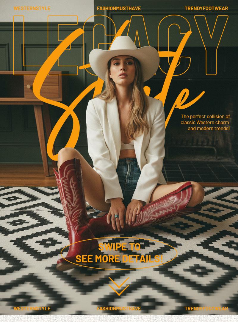 Western Style Knee High Cowgirl Boots with Embroidered Design for Women Side Zipper Snip Toe Comfortable Western Style