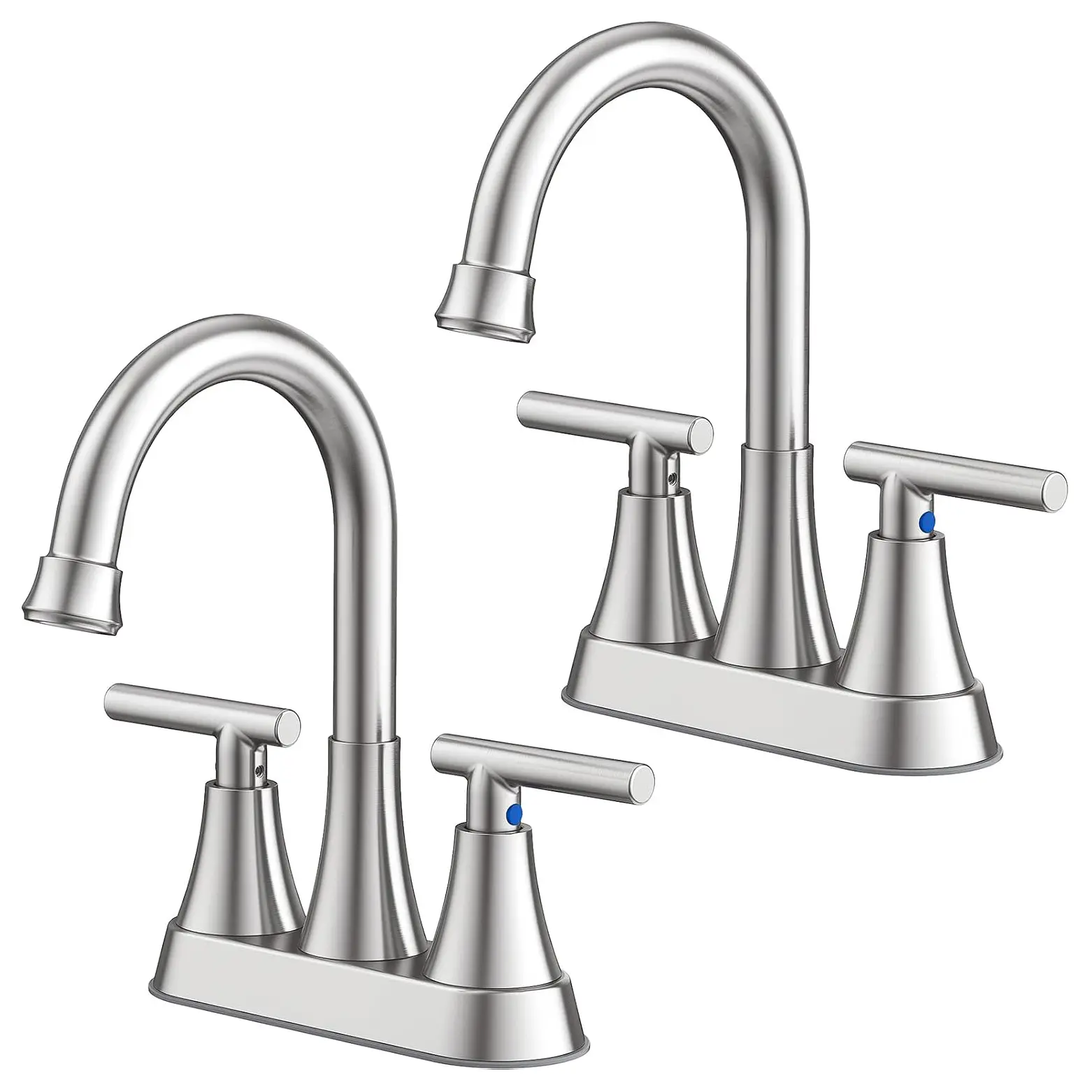 2 Pack Bathroom Faucet,  4 inch Centerset 2-Handle Lead-Free, Brushed Nickel | Bathroom Sink Faucet with Pop-up Drain and Supply Lines, Faucet for Vanity RV Restroom Laundry