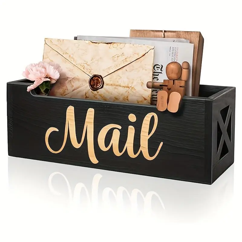 Wooden Mail Organizer, Wall Mounted Or Desktop Organizer, Rustic Mail Organizer for Wall, Office Mail Holder for Desk, Home Organizer, Storage