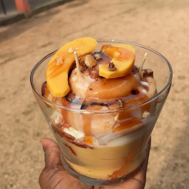 Peach Cobbler Cinnamon Roll with Caramel Sauce and Crumbled Toppings for a Sweet Treat