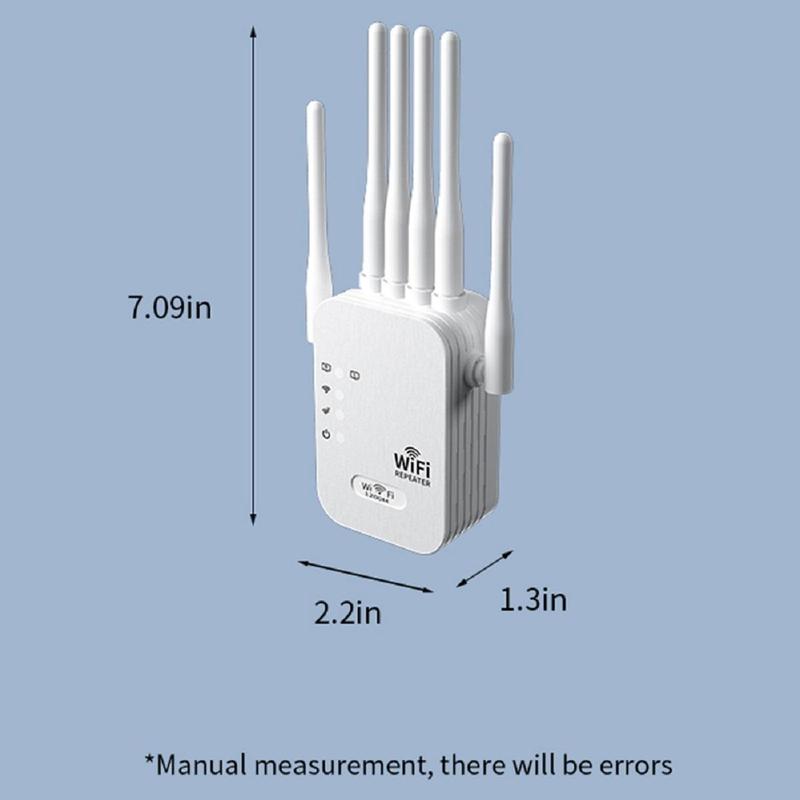 WiFi Extender 2026 with 6 Antennas, AC1200 Dual Band Booster, 12,000 sq.ft Coverage, Supports 100 Devices, Repeater & Ethernet Port