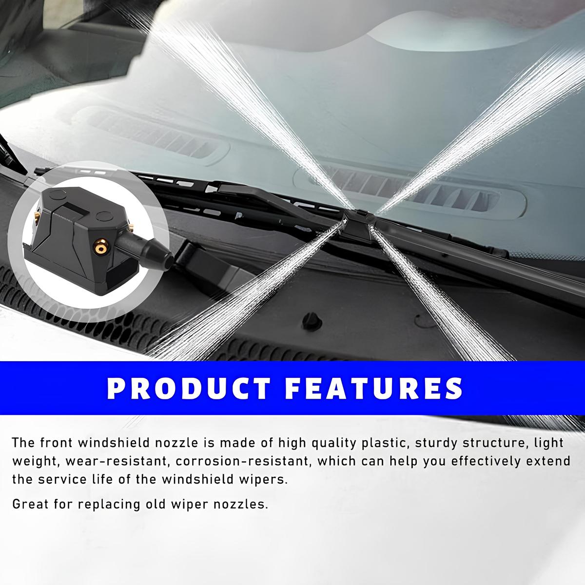 2 Pcs Front Windshield Washer Nozzles Arm Mounted 4 Hole Spray Jets Straight Pillar Sprayer for Car Truck SUV