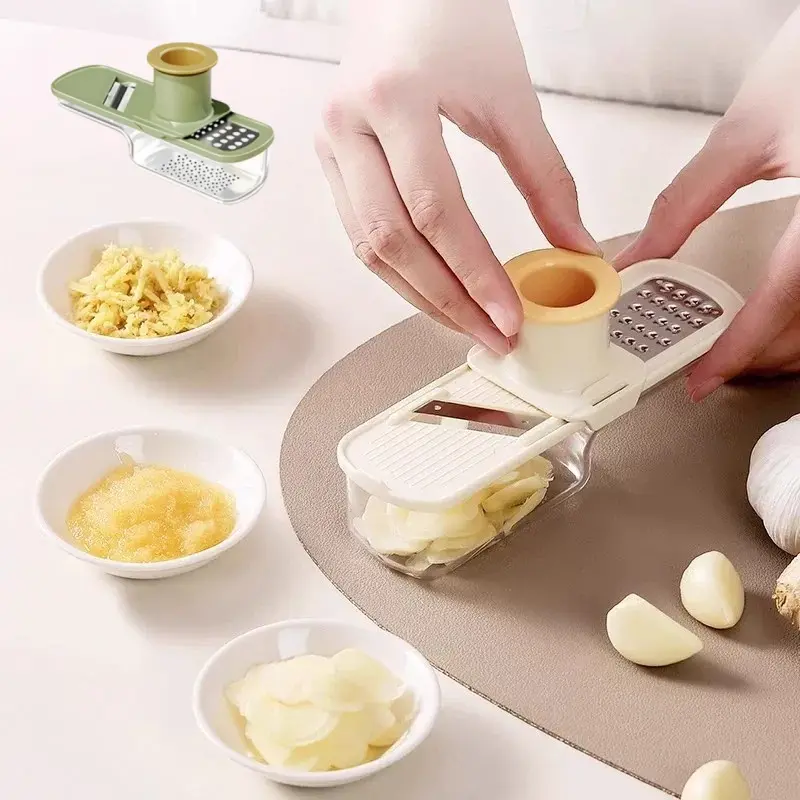 2 Piece 3 in 1 Multifunctional Food Grater, Hand Guard Included, Slicing Shredding Grinding Tool for Ginger Garlic, Kitchen Food Prep Accessory-MM1