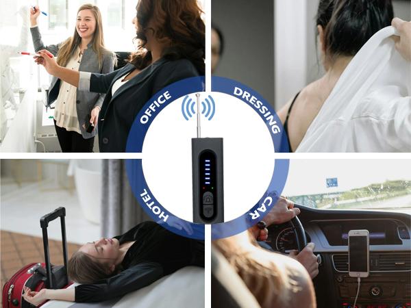 Hidden Camera Detectors, AI-Powered Spy Camera Detector, Car GPS Tracker detector, Bug Detector, RF Signal Detector, Listening Device Detector, 6 Levels Sensitivit, 4 Detection Modes, 30H Working Time for Travel, Car, Bathroom, Office, Hotel, Rental