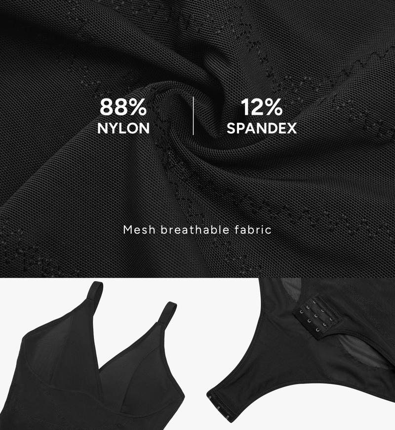 Nebility Women's V Neck Minimalist Comfortable Basic bodysuits shapewear mesh breathable sleeveless womenwear High Stretch Girdle Compression Womenswear