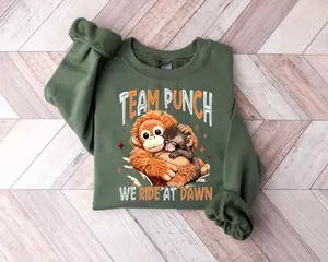 [Sale off up to 40%] Team Punch Sweatshirt, We Ride At Dawn Hoodie, Baby Monkey Holding Plush Toy, Baby Monkey Punch Sweater, Trend Viral Baby Monkey Sweatshirt