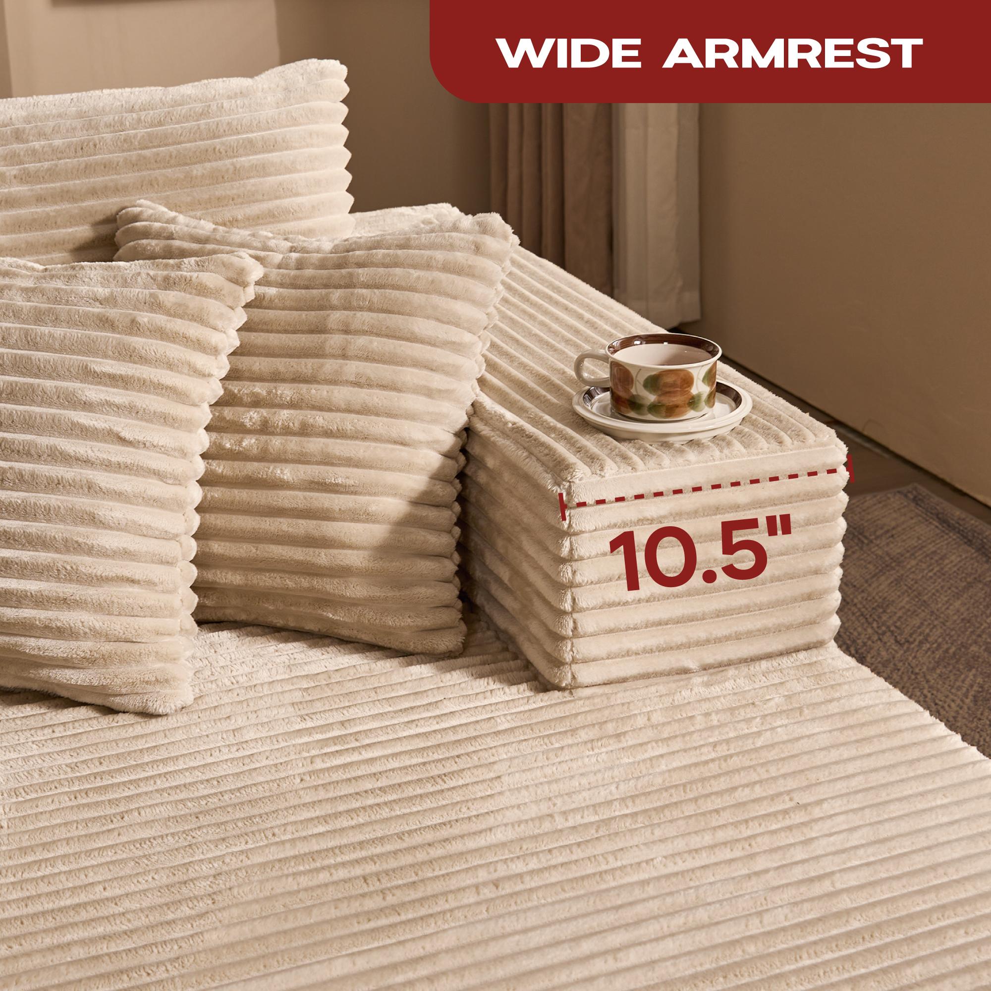 【2 Packages Shipping】Ovios 108" Sectional Cloud Couch with Ottoman for Living Room, Modular L Shaped Sofa with Plush Corduroy, Big Boneless Couches Set with Fluffy Memory Foam, Stupendous U Shaped Sofas with Chaise - No Assembly Required