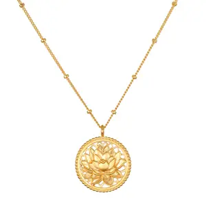 Satya Jewelry Blessed Beginnings Lotus Cut Out Necklace- One year warranty