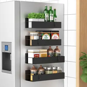 Magnetic Storage Shelf for Refrigerator | Free Up Counter Space with Movable Spice Rack & Paper Towel Holder | Kitchen Organizer