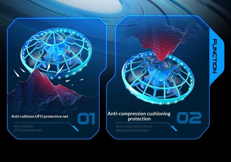 RC Shooting Sensor Flying Disc Drone Toy – Smart Hover Quad-Copter with Obstacle Avoidance, LED Light-Up Stunt Drone, Interactive Electronic Shooting Game Flying Toy for Kids & Adults, Indoor Mini Drone Gift