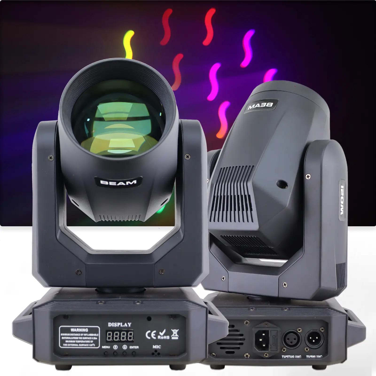 YUERLT LED Moving Head Light 200W Beam+Spot+18 Rotating Prisms+Rainbow 12 GOBO 8 Color Effect Dj DMX Stage Light Effect Light Disco Bar