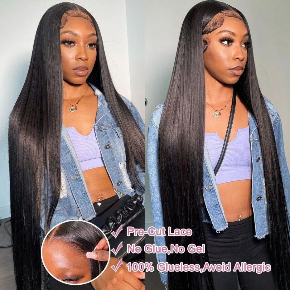Bling Hair 6x4 7x5 9x6 Glueless Wig Bone Straight Lace Closure Wig Human Hair Wigs Preplucked Hairline Straight Closure Wig