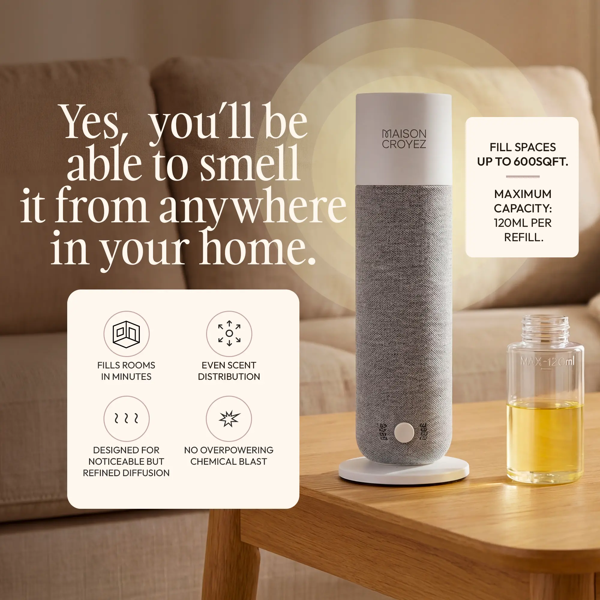 Maison Croyez Home Scent Diffuser with 100ml Organic Fragrance