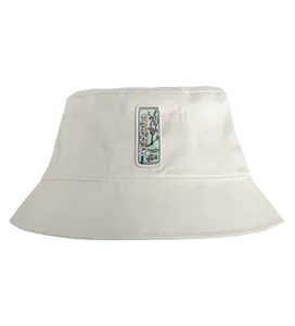 Beige & Teal Green Tea Can Smiley Reversible Bucket Hat