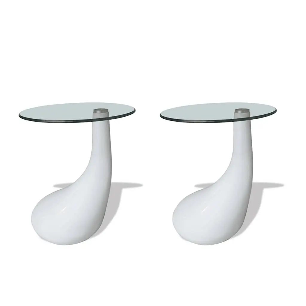 vidaXL Coffee Table End Table Living Room Side Table with Round Glass Top 297860