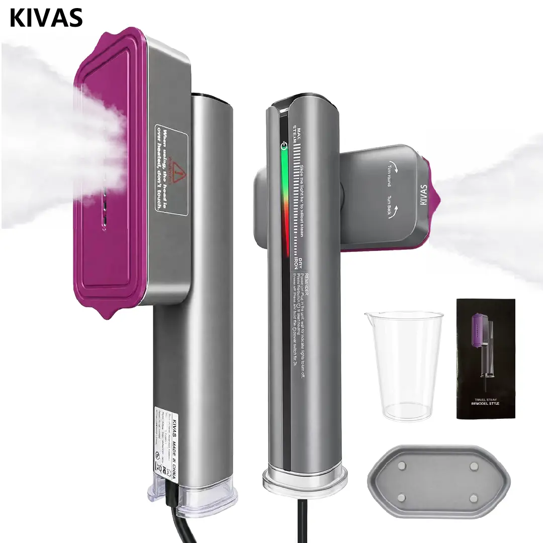 KIVAS Steamer for Clothes, 2-in-1 Handheld Garment Steamer & Iron, 38 Levels Touch Screen Adjustable Steam, Dual Voltage 110V-240V Travel Steamer, 30s Fast Heat Up, 1200W Fabric Steamer, with Rotatable Handle