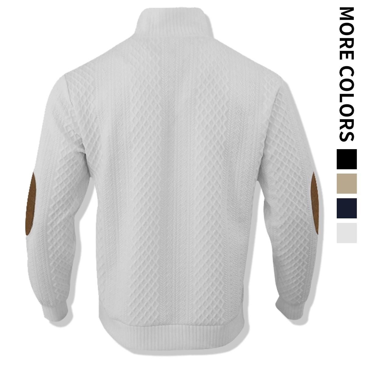 Autumn And Winter Men's Outdoorl Stand Collar Long Sleeve Jacquard Geometric Knit Pullover,Casual Comfortable Top for Daily Outings. Menswear Sweatshirts Buttoned Placket