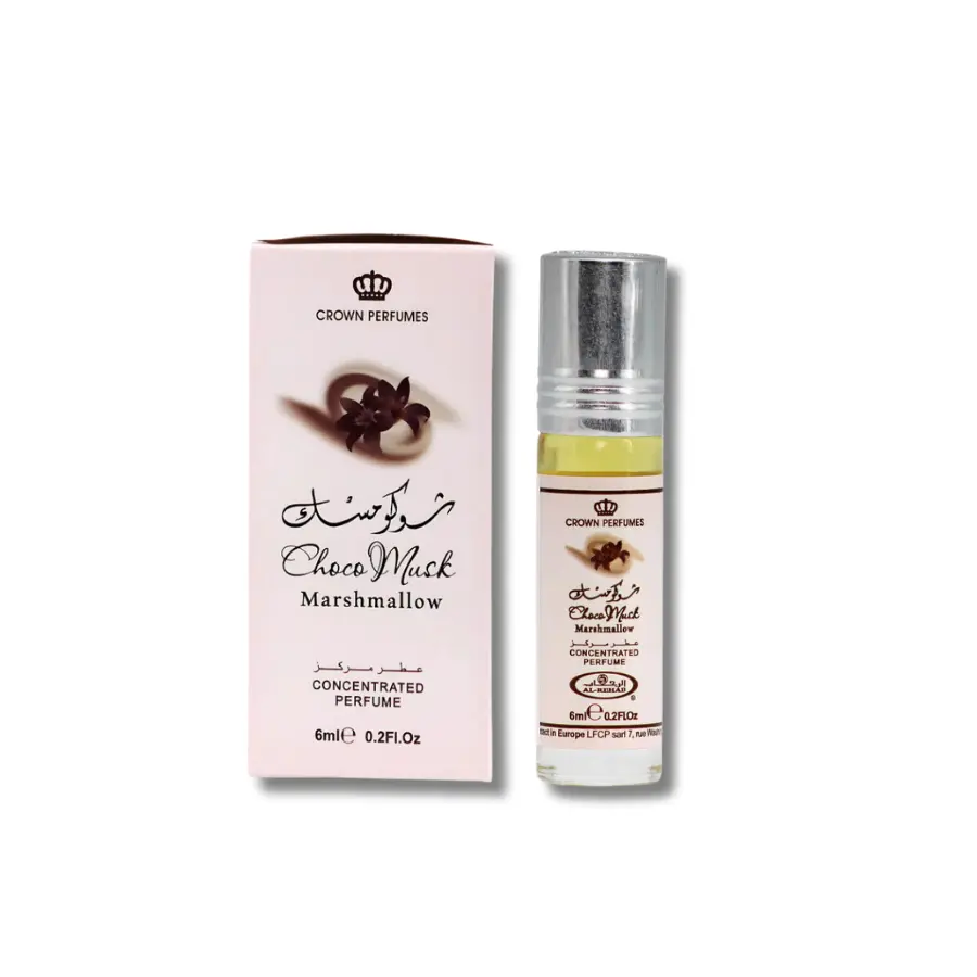 al rehab Choco Musk Marshmallow Concentrated Perfume Oil, Long Lasting Amber Vanilla & Chocolate Gourmand Scent for Men and Women, 0.2 fl oz, Amber Vanilla Perfume, Chocolate Scented Perfume