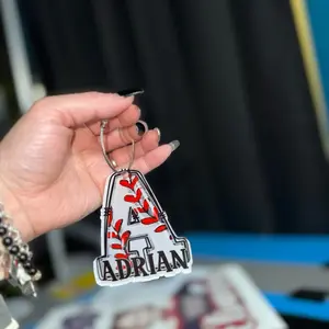 Initial and Name Softball Or Baseball Bag Tag