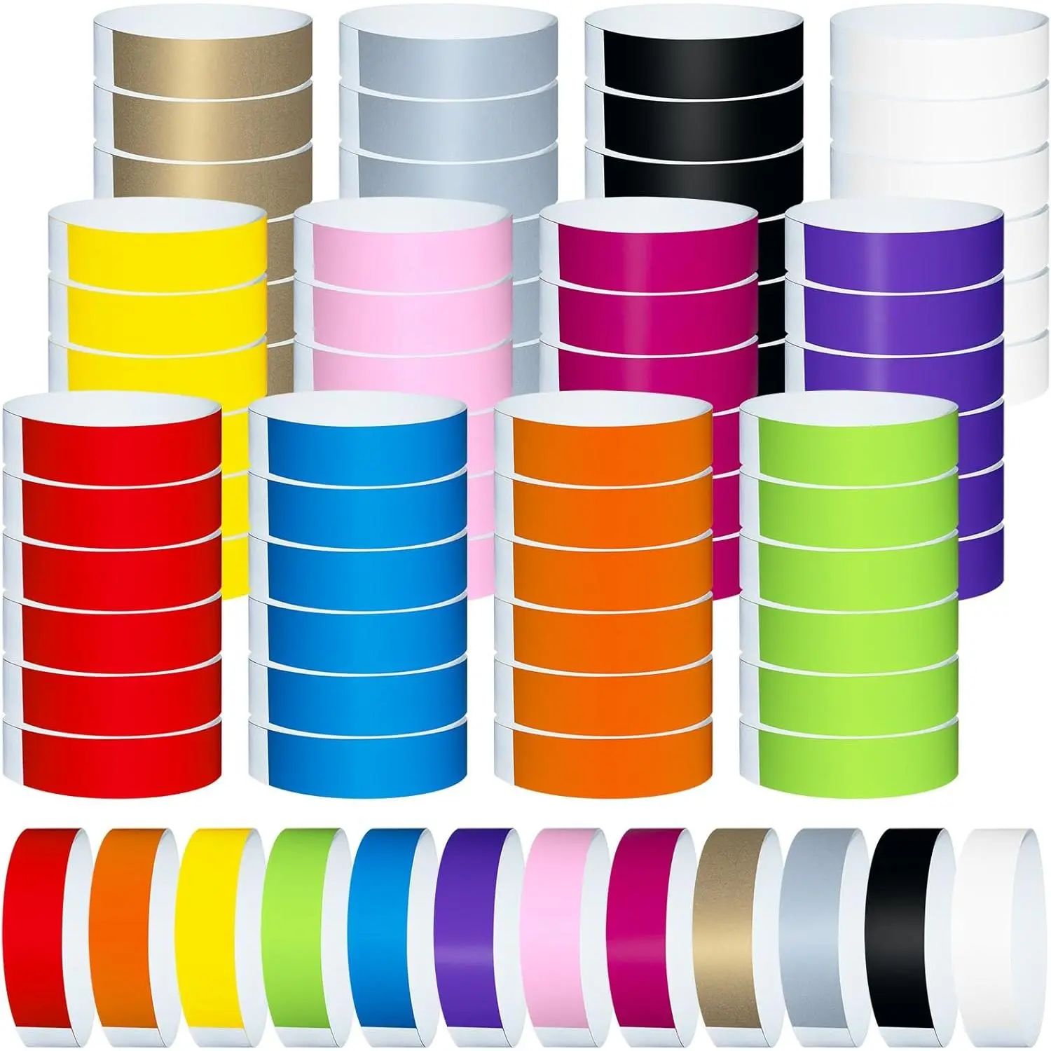 1200Pcs Colored Wristbands for Events Wrist Bands Paper Bracelets Wristbands Waterproof Arm Bands for Events Custom Adhesive Wristbands for Party  - Perfect for Events, Parties, and Festivals (Multicolor)Gifts Lightweight Plastic