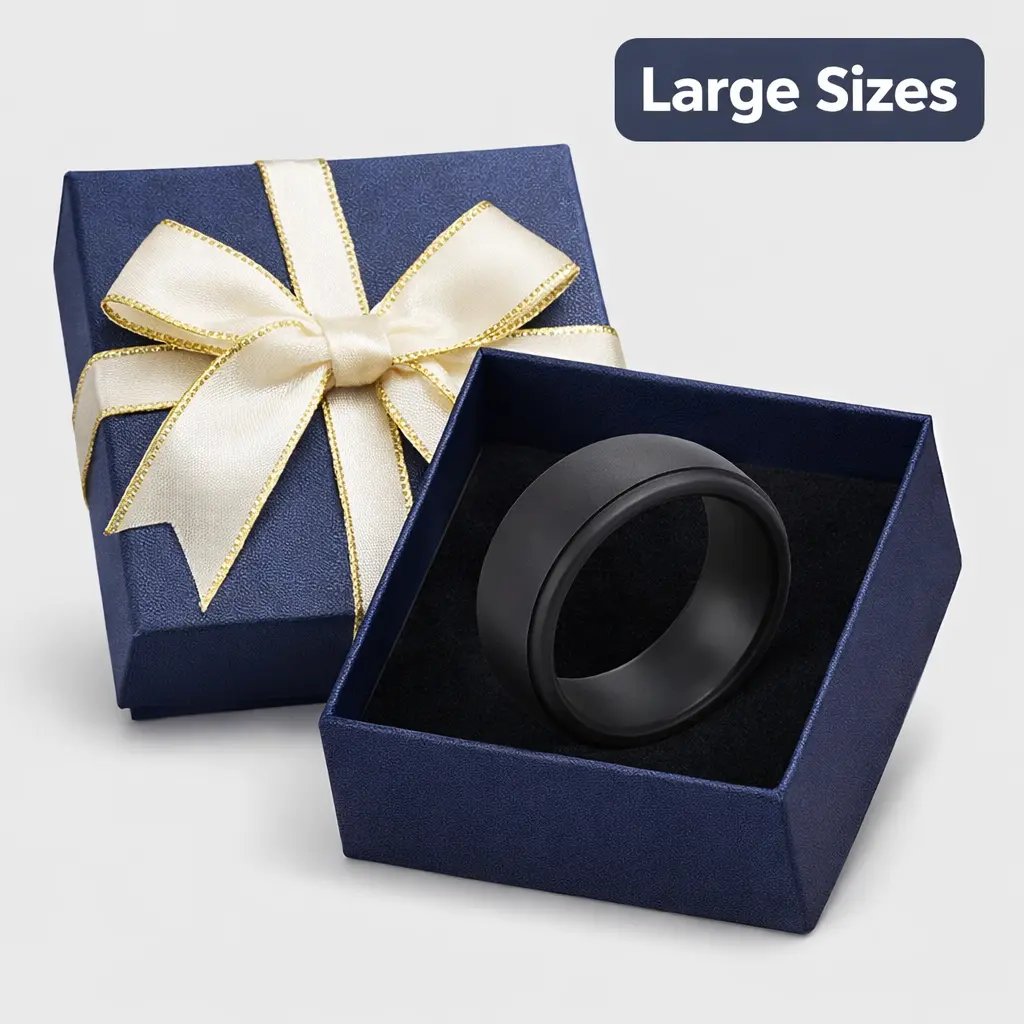 Men's Black Silicone Wedding Band in Gift Box – Safe for Work & Sports – Sizes 10-16 – Perfect Gift for Husband