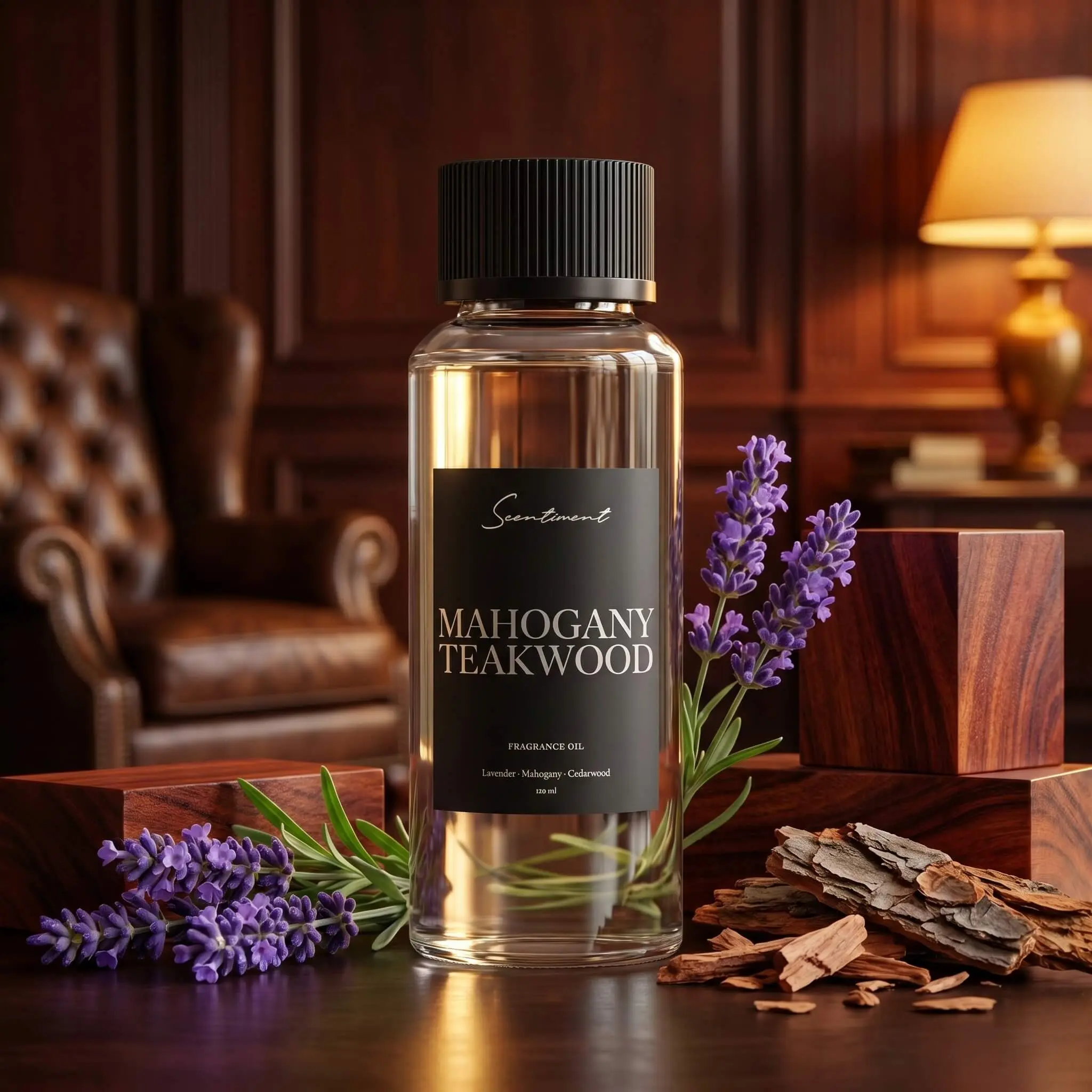 Mahogany Teakwood Fragrance Oil with Lavender & Cedarwood Scented for Diffusers and Home Use Woody Aroma
