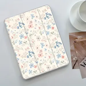 Floral Pattern Tablet Case with Pencil Holder, Auto Wake/Sleep Tablet Protective Cover, Tablet Accessories Compatible with iPad 10th, iPad Air, Tablet Casing