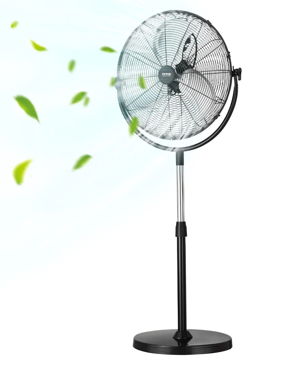 【SummerFinds】20" Industrial Pedestal Fan - 3-Speed Adjustable Airflow, 46.9-59.6 Inch Height Adjustable, Sleep Aid, Relaxation, Stay Cool, Cooling Sleep
