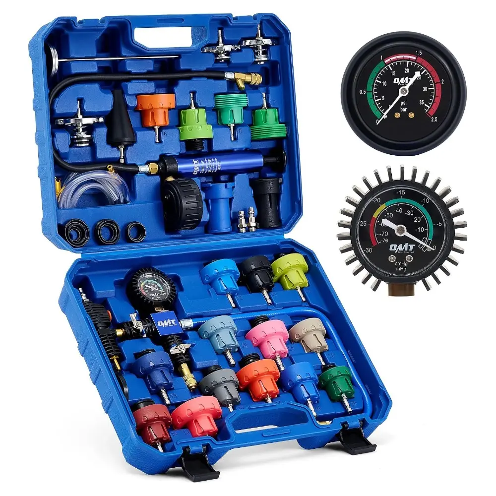 Orion Motor Tech Coolant Pressure Tester Kit, 33pc Master Coolant Vacuum Refill Kit with 23 Radiator Adapters, Radiator Cooling System Pressure Tester Kit with Vacuum Pump Vacuum Purge & Refill Tool