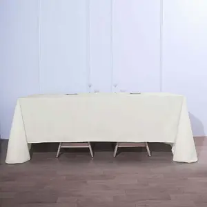 Polyester Rectangle Tablecloth 90"x132" Ivory with Seamless Finish