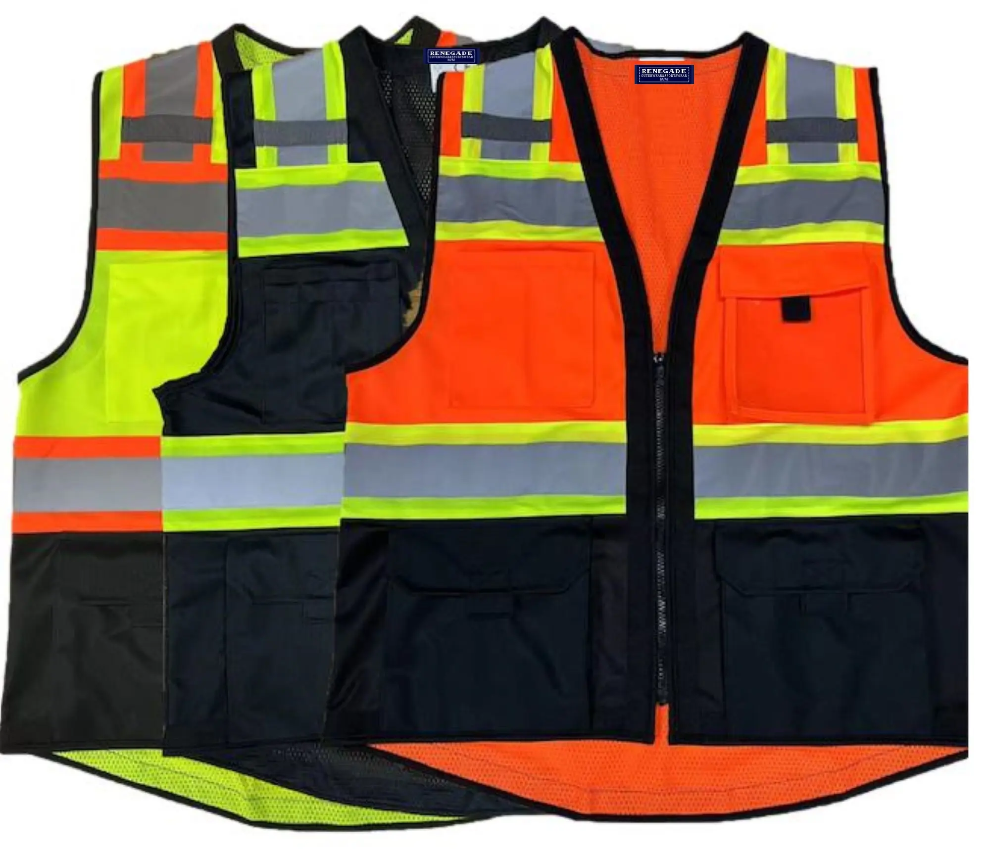 Men’s High Viz Class 3 Light Weight Padded Multi-Pocket Mesh Vest