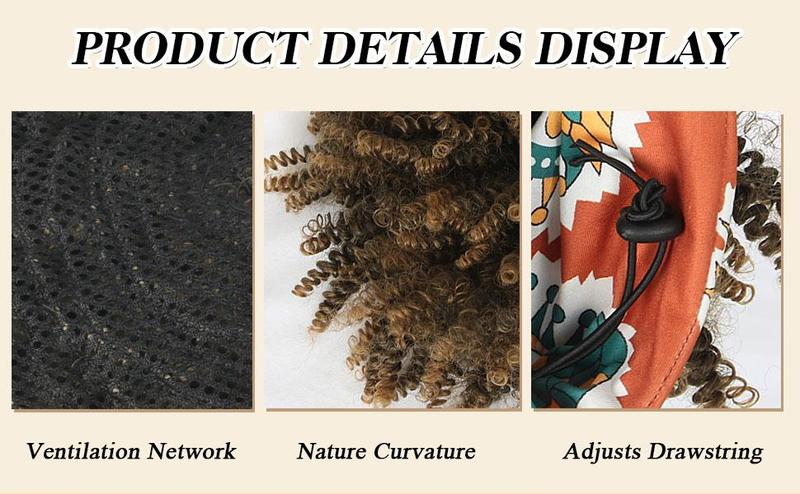 8inch Afro Kinky Curly Headband Wigs with Bangs 2 in 1 Turban Wigs with Headband Attached Premium Heat-Resistant Fibers for Women wrap strap