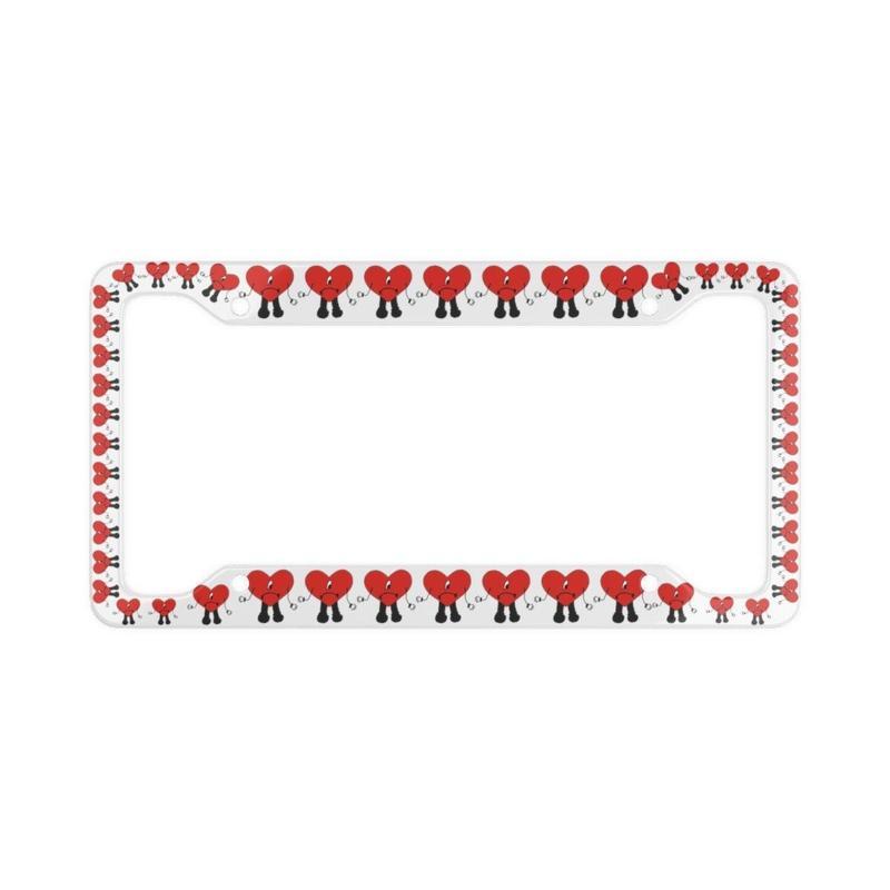 Sad Hearts License Plate Frame, “Un Verano Sin Ti” Car Plate Frame, Metal Vanity License Frame, Aesthetic Car Accessories, Gift for Music Lovers