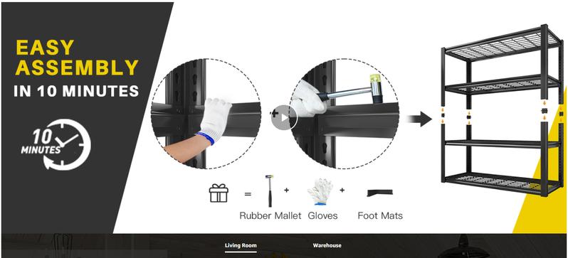 Raybee Furniture 4/5-Layer Heavy Duty 2240LBS-2550LBS Garage Storage Shelves, Adjustable Metal Shelving for Garage,Basement,Pantry