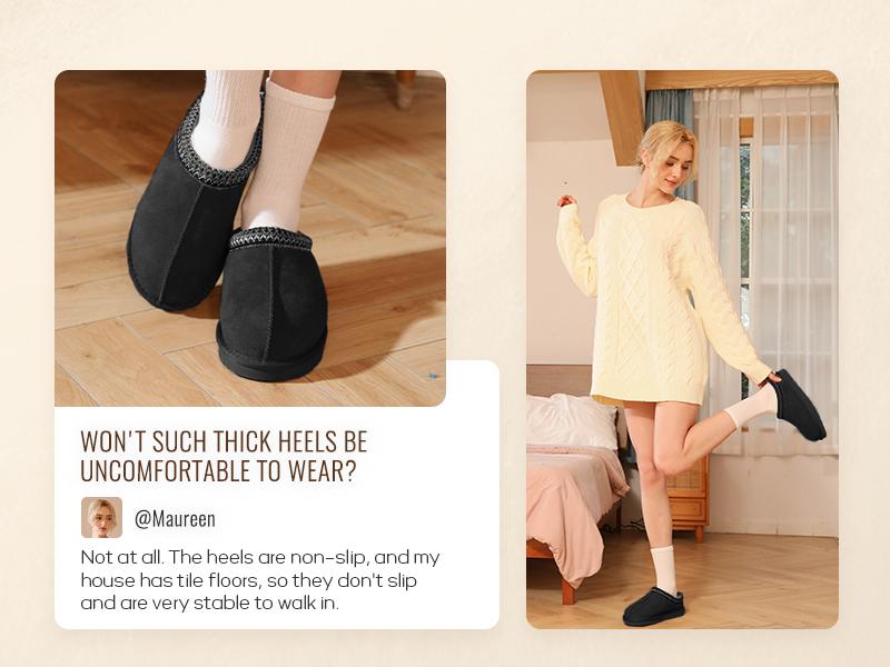 Clearance sale Women's Suede Slippers Outdoor House Slipper Non-Slip Fluffy Comfortable Warm Cute Mini Platform Braided Leather for Autumn Winter Fuzzy Cozy Classic Stylish