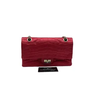 Pre-owned CHANEL france Crossbody Bags h5 2.55 Red Satin Crocodile Embossed Double Flap Crossbody Bag 60988