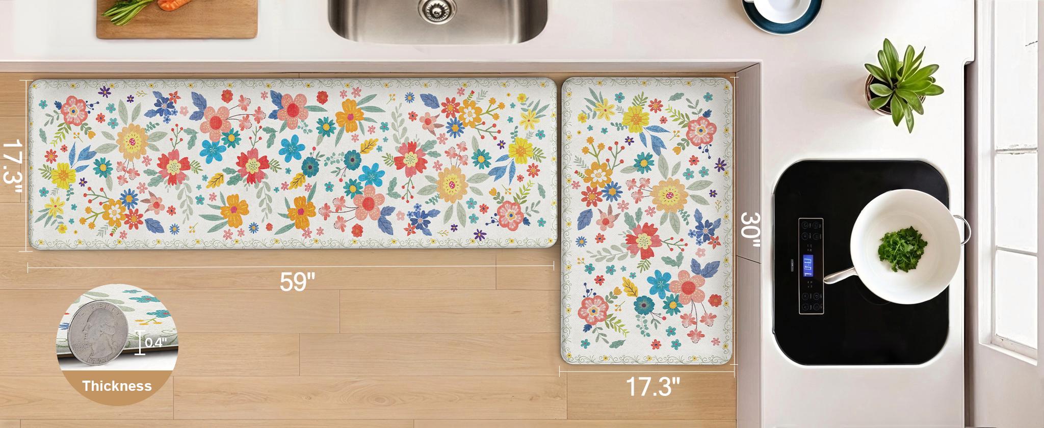 GENIMO Kitchen Mats for Floor 2PCs, Washable Anti-Fatigue Mat for Cushioned, Waterproof Kitchen Runner, Pet Friendly Rug Comfy Rug, Non Slip Ergonomic Comfort Standing Mat for Home, Runner, Office, Sink, Laundry