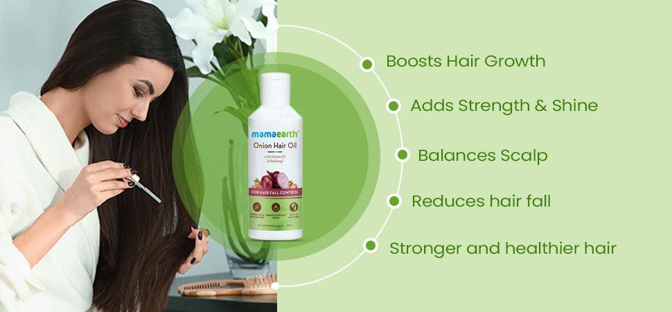 Mamaearth Onion Hair Oil With Onion & Redensyl For Hair Fall Control Adds Strength & Shine For All Hair Types Mamaearth Onion Hair Oil With Onion & Redensyl For Hair Fall Control Adds Strength & Shine For All Hair Types