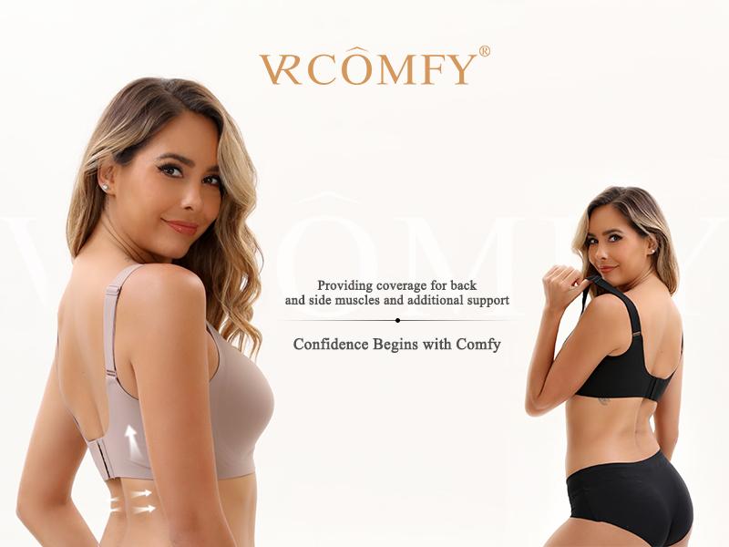VRCOMFY  Jelly Wireless Womens Bra No Underwire Seamless Wireless Bra with Soft Support V Neck Mesh Bras Lace Bralette Everyday Bra