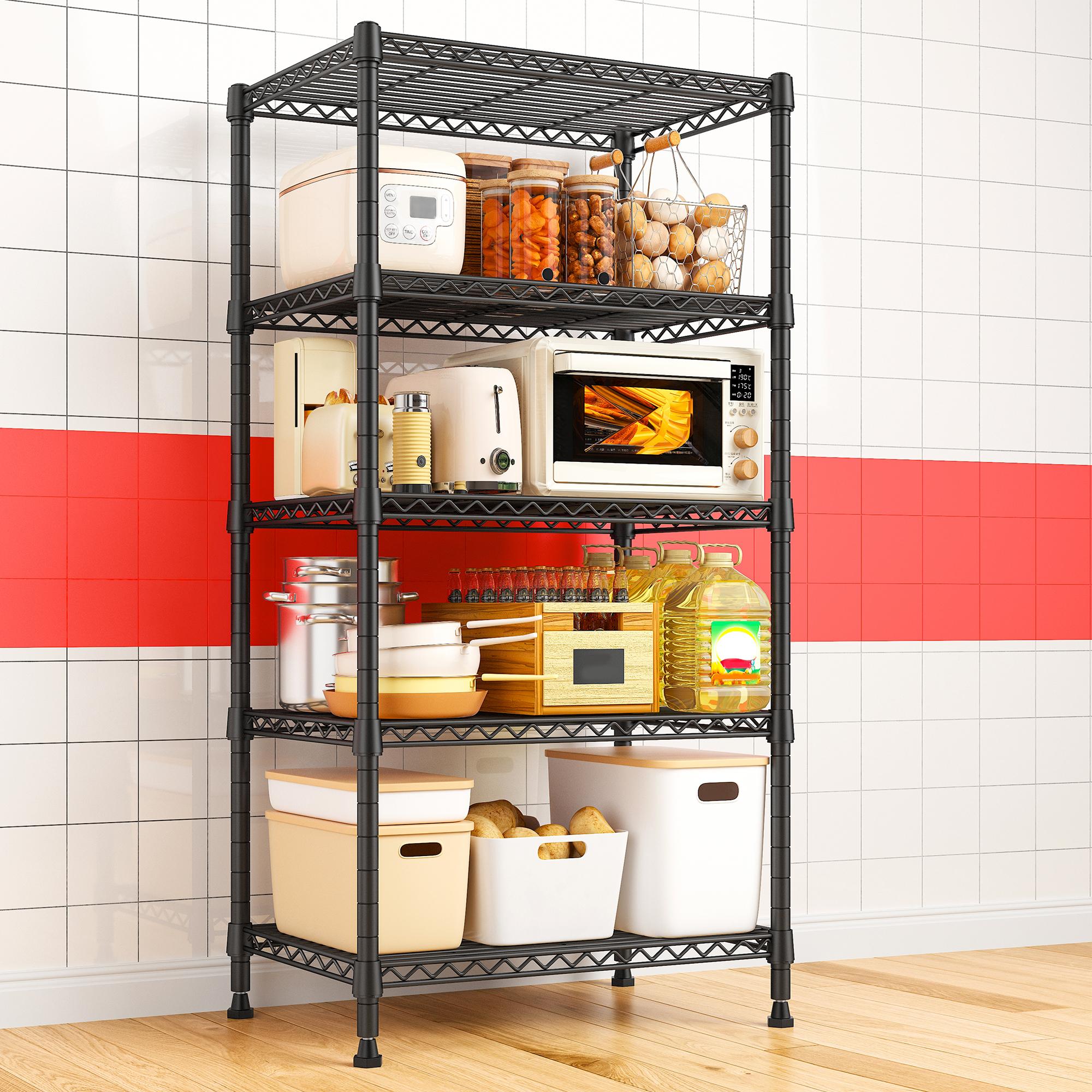 【Storage Shelf】5-Tier 59''H Storage Shelving Unit, Height is freely Adjustable & No Sharp Edges,Heavy duty & Safer Shelf,Garage tool box Standing Shelf,Closet rack,Shoe rack,Kitchen Appliance Storage Rack,The All-in-One Value,59"H*24"W*14"D