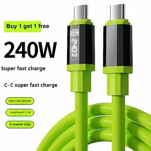 Buy 1 Get 1 Free 240W Fast Charging Cable, Mobile Data Cable, Smart Quick Charge, High-Power Fast Charging, Compatible with Apple Type-C Charging Smartphone Cellphone