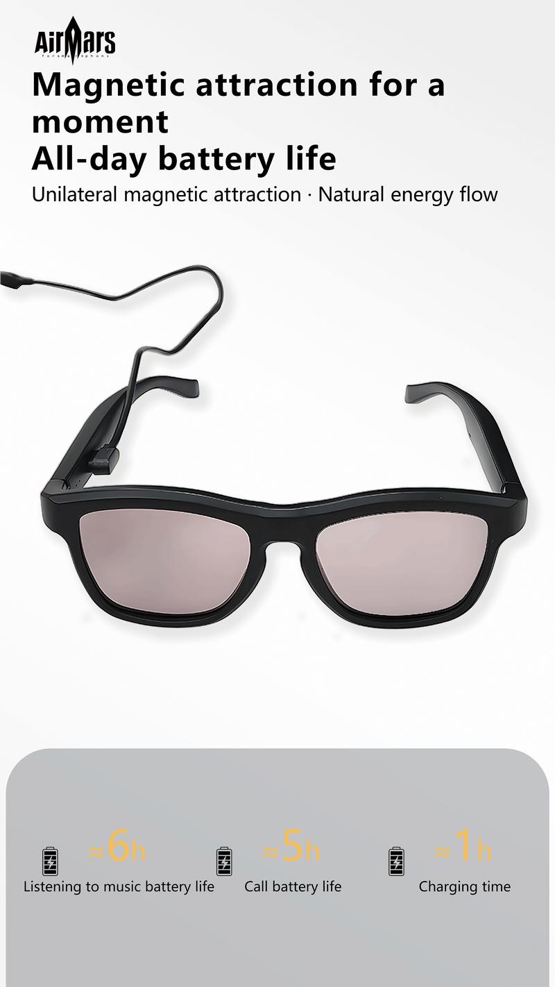 Airmars GV90AI Smart AI Translation Glasses with Bluetooth Headphones, Sliding Dimming & Color Changing Lenses, UV Protection, One-Touch Multi-function Control, Easy-to-Use Wearable