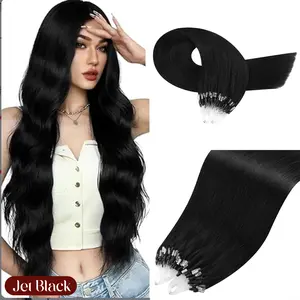 MORESOO Microbead Extensions Microlink Hair Extensions Micro Loop Natural Straight Human Hair Invisibead Extensions Micro Ring 56G 14-24inch Glueless Black Human Hair Extensions SpringStatements