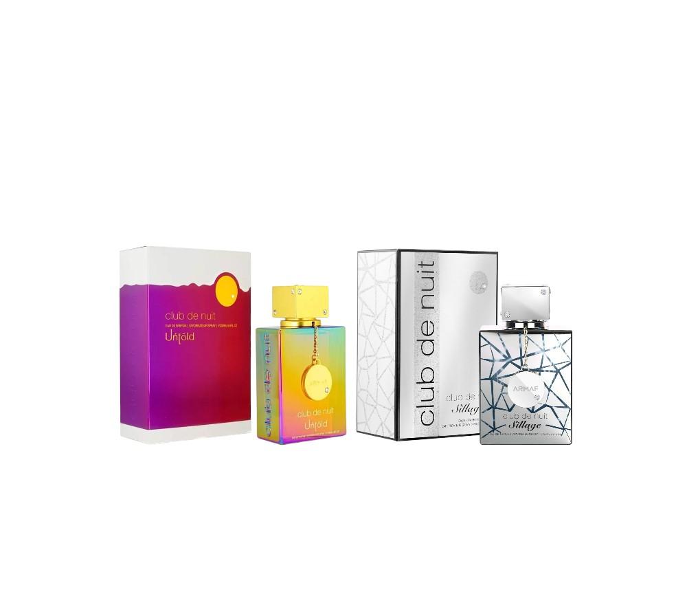 Armaf | Club de Nuit Sillage + Untold Bundle | 3.6 oz Per Bottle | Men's Fragrance | Jasmine - Wood | Citrus - Musk Armaf | Club de Nuit Sillage + Untold Bundle | 3.6 oz Per Bottle | Men's Fragrance | Jasmine - Wood | Citrus - Musk