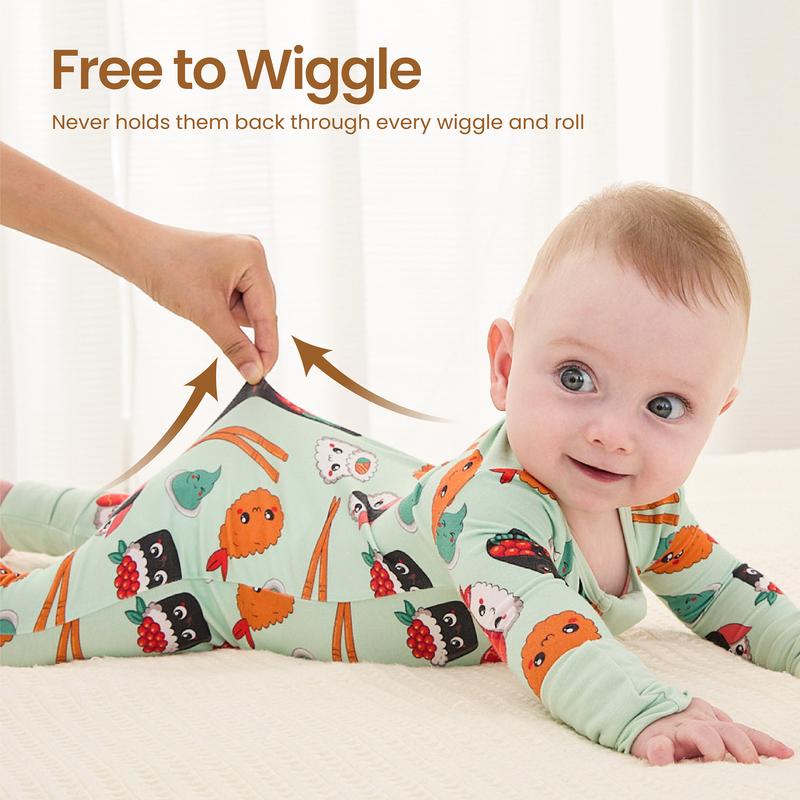 PATPAT Baby Pajama with Bamboo Viscose, Footie Jumpsuit Romper with 2-Way Zipper for Baby Boy Girl Toddler Sleeper Sleepwear