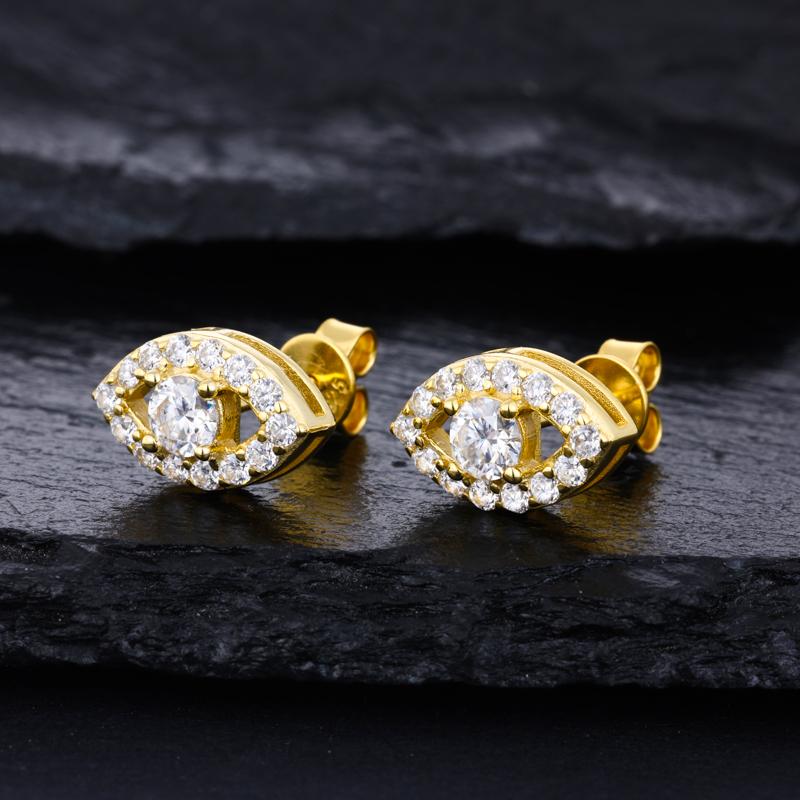 【#E580】Eye-shaped earrings UCCIYO Synthetic Moissanite Earrings For Women 925 Sterling Silver Stud Earring Men Hip Hop Jewelry Couple Gift Halloween