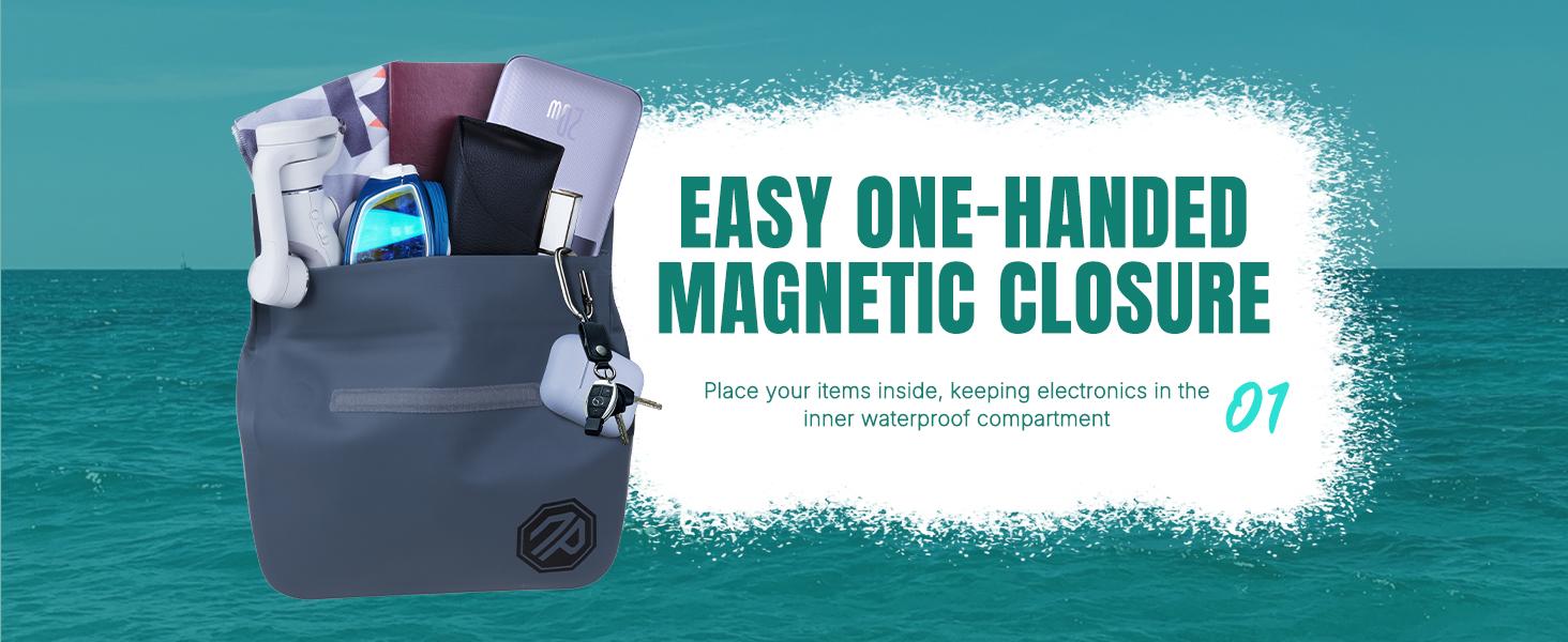 Niphean 2.5L Crossbody Waterproof Dry Bag with Magnetic Sealing Design, Travel Essentials for One-Second Access in All Sports Styles, Multi-Wear Fanny Pack for Men & Women Outdoor Use