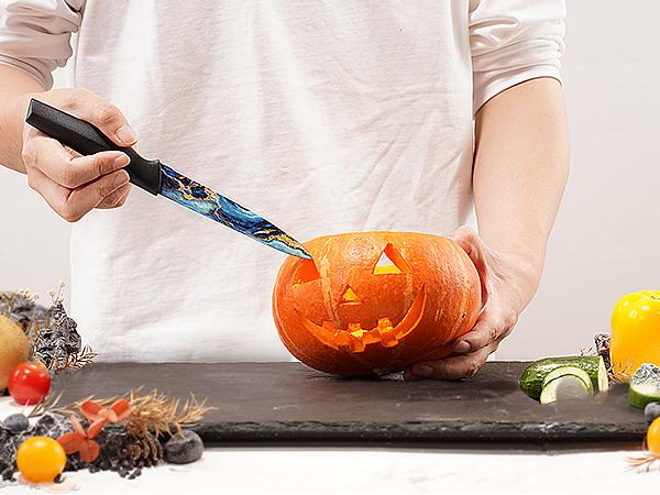 Astercook 6 Pcs Stratigraphic Series Kitchen Knife Set, German High Carbon Stainless Steel Dishwasher Safe Blade Block,  Kitchen Knives Cutting